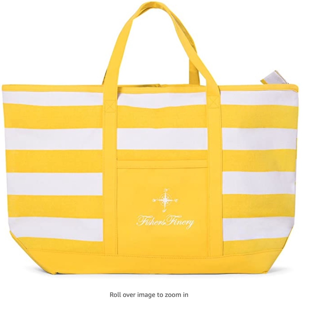NEW Heavy Duty Zippered Beach BagTravel Tote Weekender Bag Yellow Small